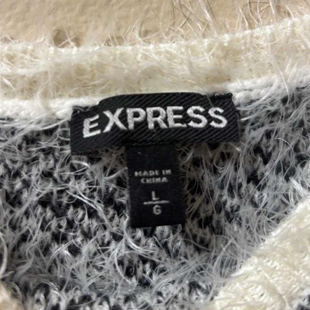 Express Black and White Patterned Sweater - Picture 3 of 5
